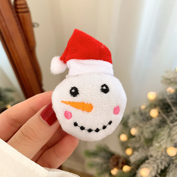 Wholesale Hair Clips Dual Purpose Christmas Hairpin Brooch Cartoon Plush MOQ≥2 JDC-HC-HEMA003