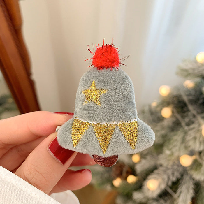 Wholesale Hair Clips Dual Purpose Christmas Hairpin Brooch Cartoon Plush MOQ≥2 JDC-HC-HEMA003