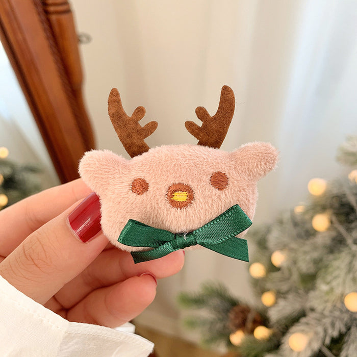 Wholesale Hair Clips Dual Purpose Christmas Hairpin Brooch Cartoon Plush MOQ≥2 JDC-HC-HEMA003