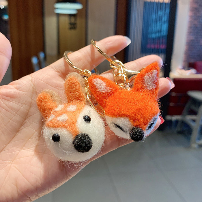 Wholesale diy wool felt keychain female cute doll plush JDC-KC-MXiong013