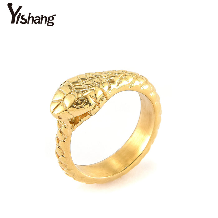 Wholesale Men's Ring Titanium Snake Ring Vintage JDC-RS-YiS003