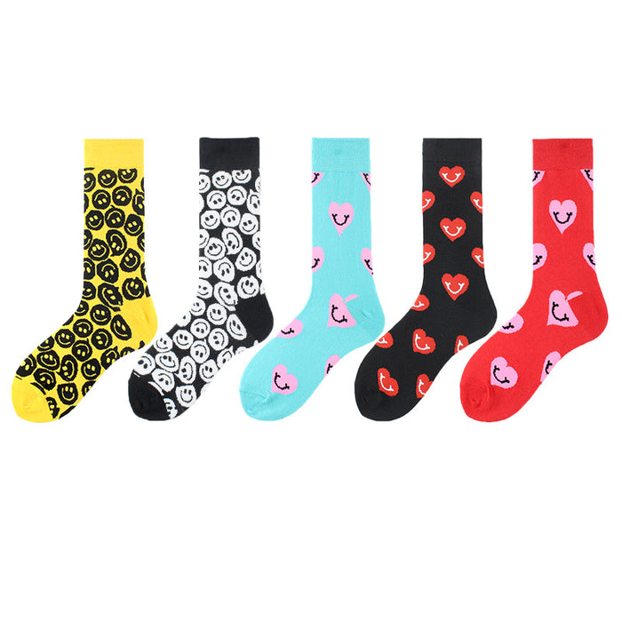 Wholesale Sock Cotton Medium Tube Warm Heart Smiley Love Series JDC-SK-XiF006