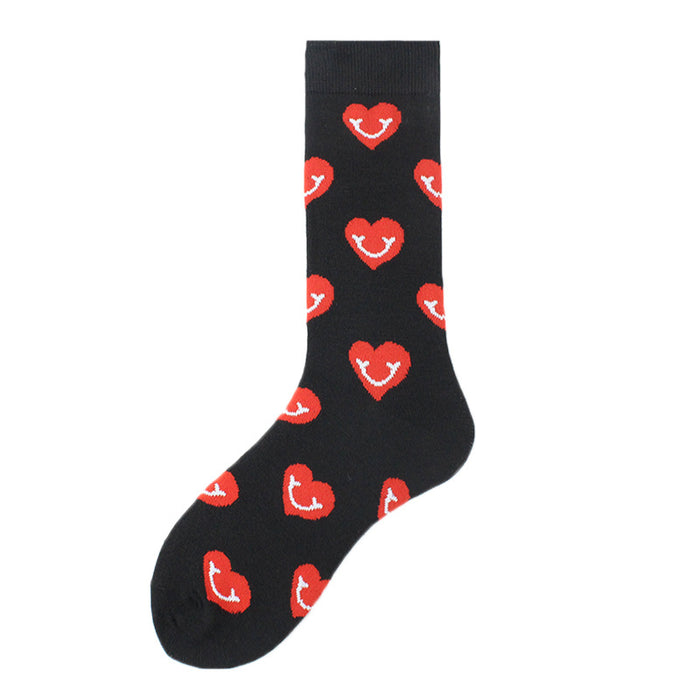 Wholesale Sock Cotton Medium Tube Warm Heart Smiley Love Series JDC-SK-XiF006