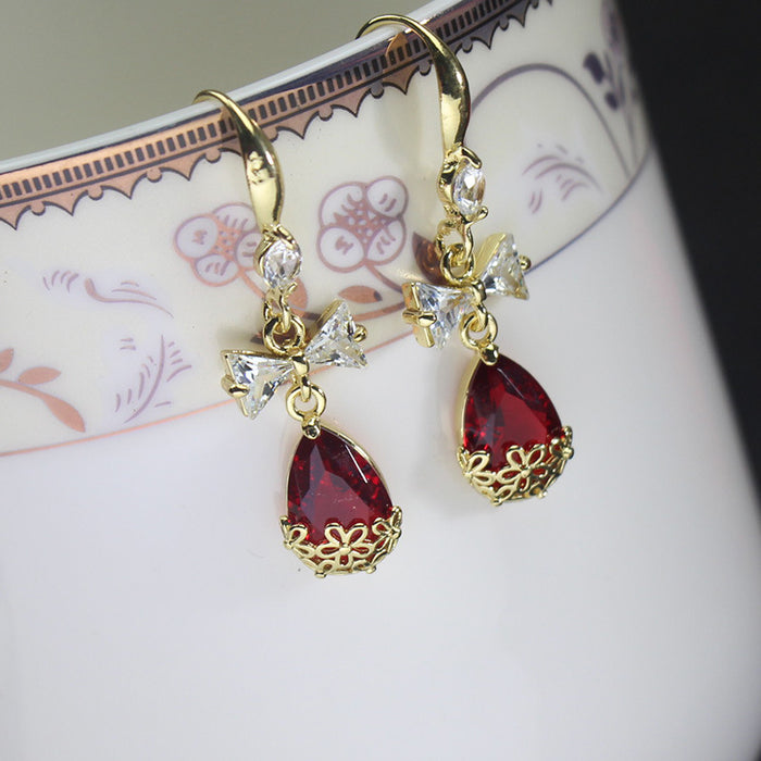 Wholesale green zircon Water Drop Earrings JDC-ES-jinghy001