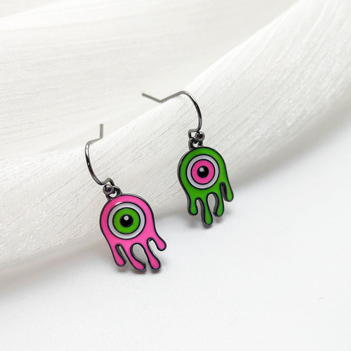 Wholesale Earrings Alloy Ceramic Asymmetric Candy Color Eyes MOQ≥2 JDC-ES-Xinai001