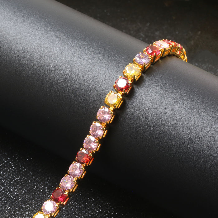 Jewelry WholesaleWholesale Colored Zircon Copper Tennis Chain Bracelet MOQ≥2 JDC-BT-RuoS003 Bracelet 若瑟 %variant_option1% %variant_option2% %variant_option3%  Factory Price JoyasDeChina Joyas De China