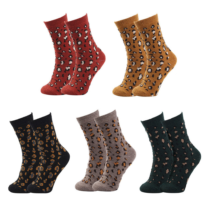 Wholesale Sock Cotton Sweat Absorb Thickening Leopard Print Winter Warm MOQ≥3 JDC-SK-XinH020