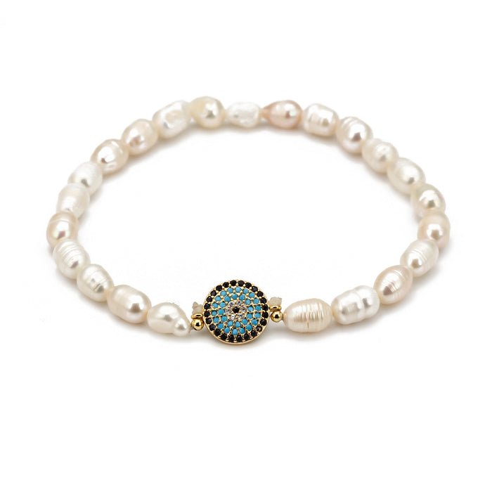 Wholesale Freshwater Pearl Blue Eye Bracelet MOQ≥2 JDC-BT-BaiDing005