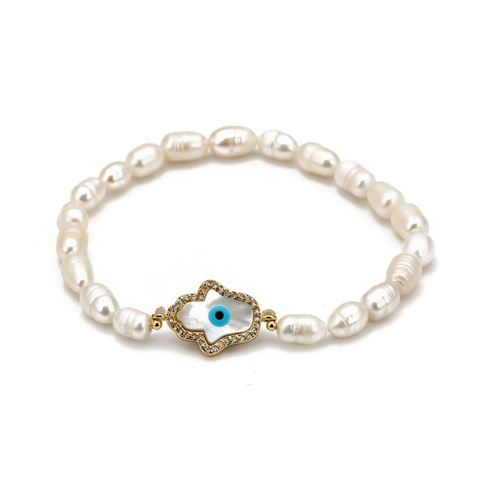 Wholesale Freshwater Pearl Blue Eye Bracelet MOQ≥2 JDC-BT-BaiDing005