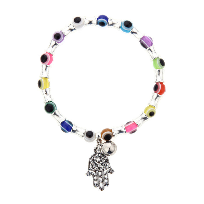 Wholesale Palm Devil's Eye Beaded Alloy Bracelet MOQ≥2 JDC-BT-ZheQ016