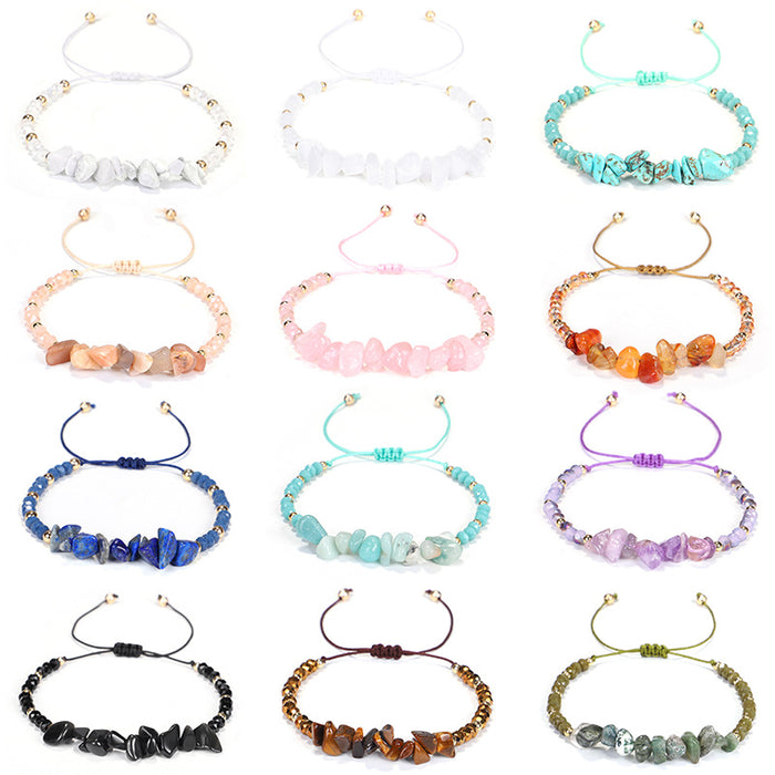 Wholesale Bracelet Stone Color Irregular Gravel Rice Bead Mixed Bracelet MOQ≥3 JDC-BT-QiuX031