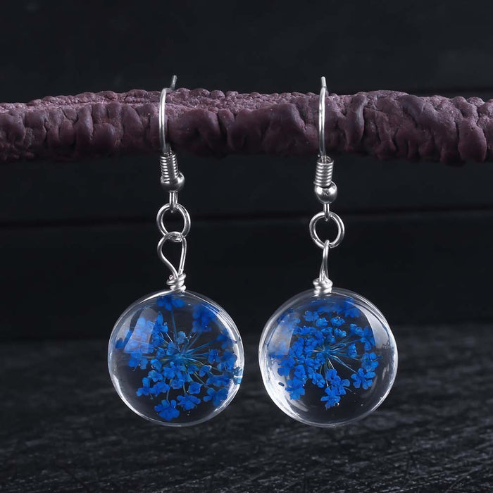 Wholesale Glass Ball Dried Flower Earrings MOQ≥2 JDC-ES-Zhongn009