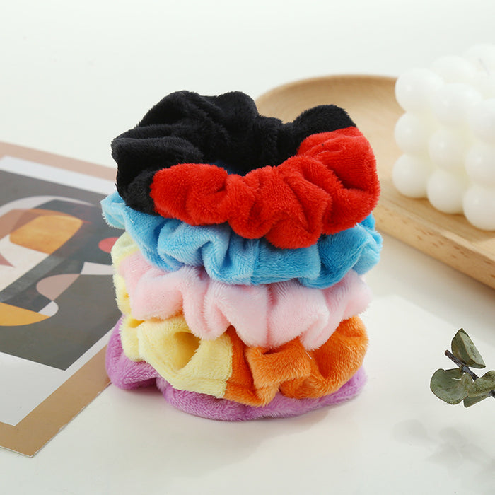 Wholesale fleeing princess large intestine hair tie color block plush JDC-HS-HuiDi002