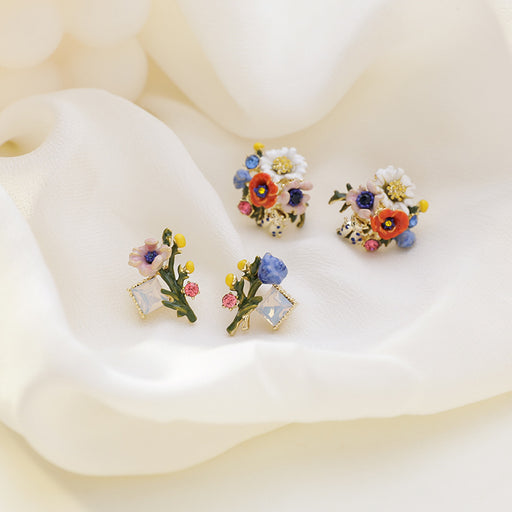 Jewelry WholesaleWholesale S925 color glazed flower alloy earrings JDC-ES-XuanY003 Earrings 宣妍 %variant_option1% %variant_option2% %variant_option3%  Factory Price JoyasDeChina Joyas De China