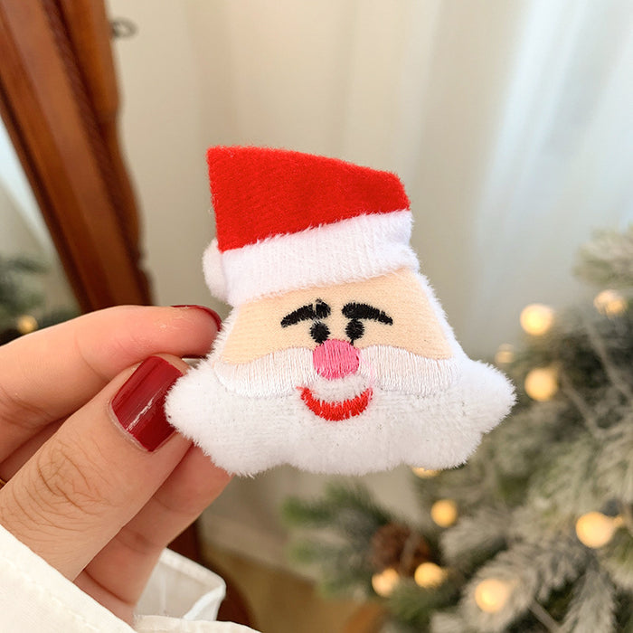 Wholesale Hair Clips Dual Purpose Christmas Hairpin Brooch Cartoon Plush MOQ≥2 JDC-HC-HEMA003