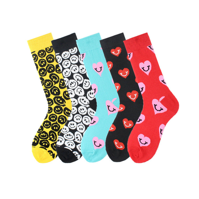 Wholesale Sock Cotton Medium Tube Warm Heart Smiley Love Series JDC-SK-XiF006