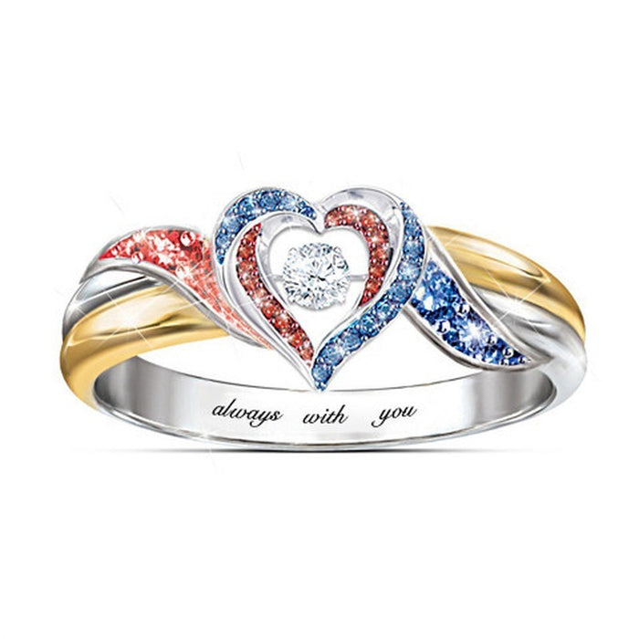 Wholesale Heart Shaped Diamond Alloy Rings MOQ≥2 JDC-RS-HaoJ001