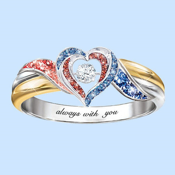 Wholesale Heart Shaped Diamond Alloy Rings MOQ≥2 JDC-RS-HaoJ001