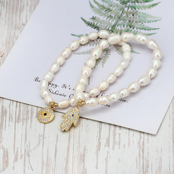 Wholesale Freshwater Pearl Blue Eye Bracelet MOQ≥2 JDC-BT-BaiDing005