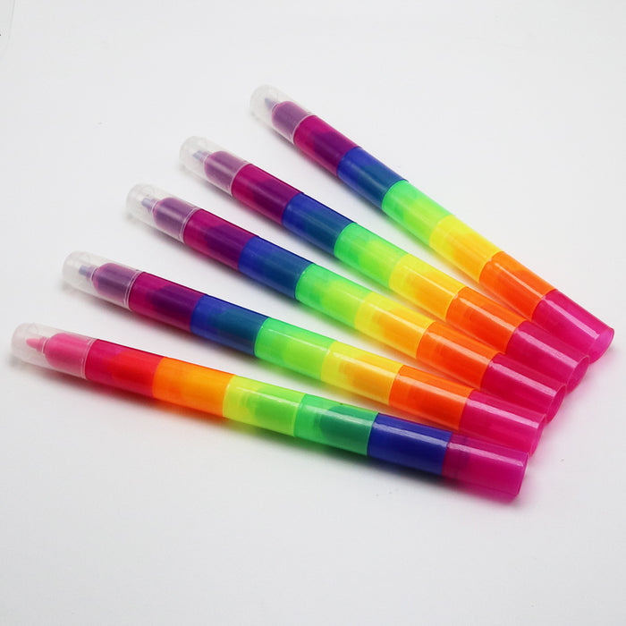 Wholesale Multi-section Combination Plastic Highlighter 6 Section Blocks Color Pen MOQ≥2 JDC-BP-GeShang007