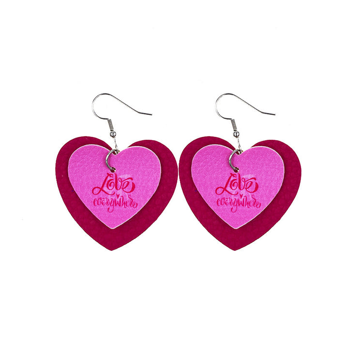 Jewelry WholesaleWholesale Valentine's Day Love Double Layer PU Leather Earrings MOQ≥2 JDC-ES-Chengy017 Earrings Chengy %variant_option1% %variant_option2% %variant_option3%  Factory Price JoyasDeChina Joyas De China