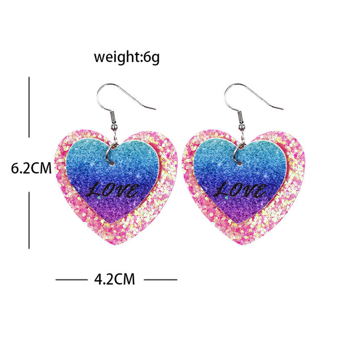 Jewelry WholesaleWholesale Valentine's Day Love Double Layer PU Leather Earrings MOQ≥2 JDC-ES-Chengy017 Earrings Chengy %variant_option1% %variant_option2% %variant_option3%  Factory Price JoyasDeChina Joyas De China