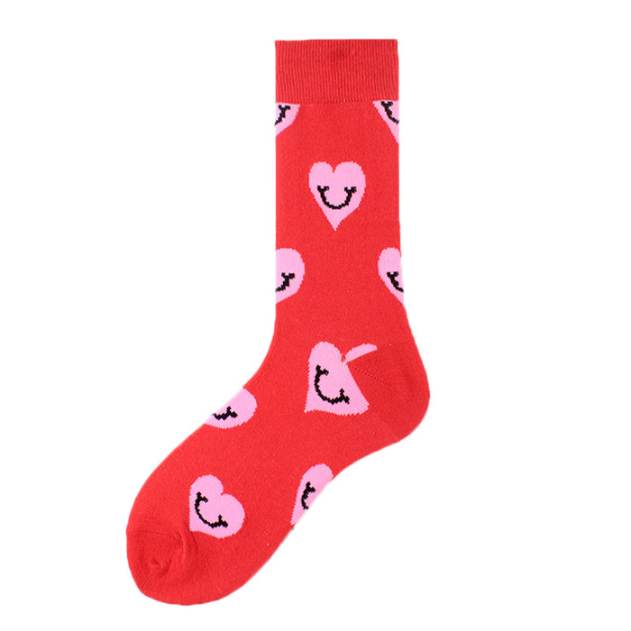 Wholesale Sock Cotton Medium Tube Warm Heart Smiley Love Series JDC-SK-XiF006