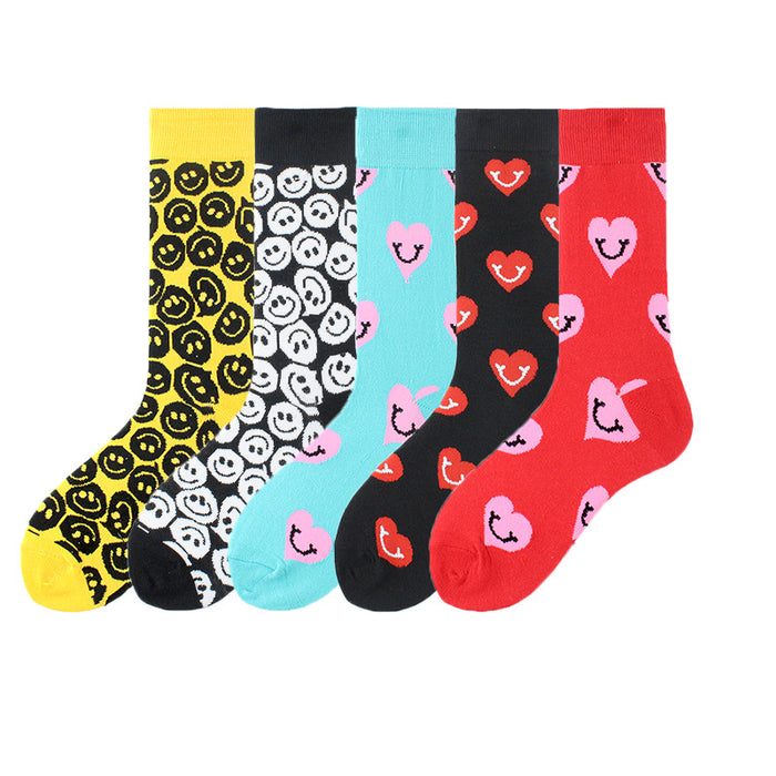 Wholesale Sock Cotton Medium Tube Warm Heart Smiley Love Series JDC-SK-XiF006