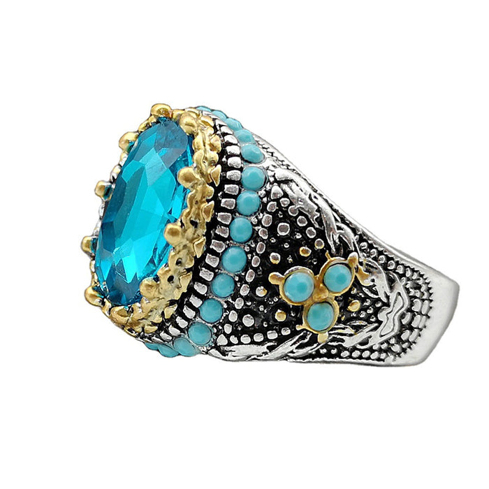 Wholesale Sapphire Turquoise Diamond Metal Ring JDC-RS-RongY004