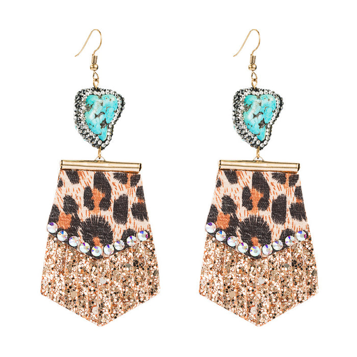 Jewelry WholesaleWholesale Leopard Print Leather Natural Stone Earrings JDC-ES-Hemin009 Earrings 和鸣 %variant_option1% %variant_option2% %variant_option3%  Factory Price JoyasDeChina Joyas De China