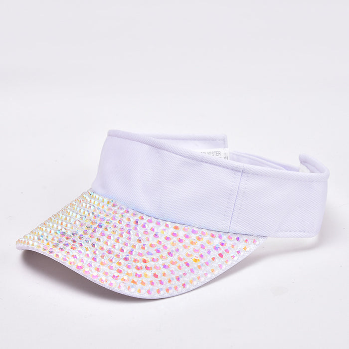 Jewelry WholesaleWholesale Fluorescent Color Polyester Rhinestone Empty Top Cap Visor Hat MOQ≥2 JDC-FH-ZhuoP004 Fashionhat 卓澎 %variant_option1% %variant_option2% %variant_option3%  Factory Price JoyasDeChina Joyas De China