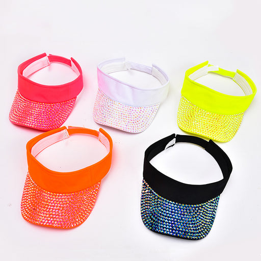 Jewelry WholesaleWholesale Fluorescent Color Polyester Rhinestone Empty Top Cap Visor Hat MOQ≥2 JDC-FH-ZhuoP004 Fashionhat 卓澎 %variant_option1% %variant_option2% %variant_option3%  Factory Price JoyasDeChina Joyas De China