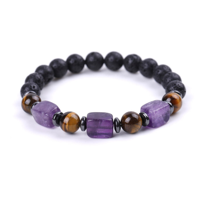 Wholesale Volcanic Stone Bracelet Square Agate Tiger Eye Beads MOQ≥2 JDC-BT-XIUHAO003