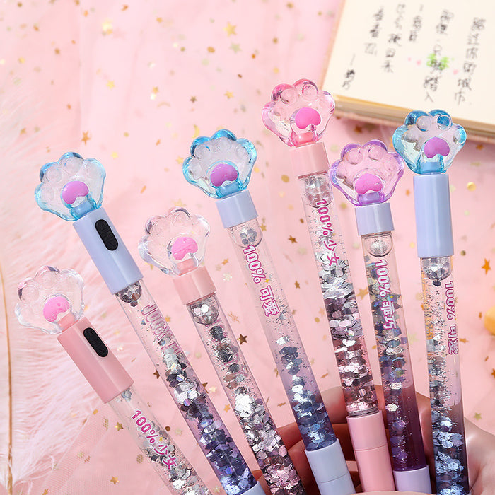 Wholesale Ballpoint Pen Plastic Cat's Claw Quicksand Light MOQ≥2 JDC-BP-QHJ001