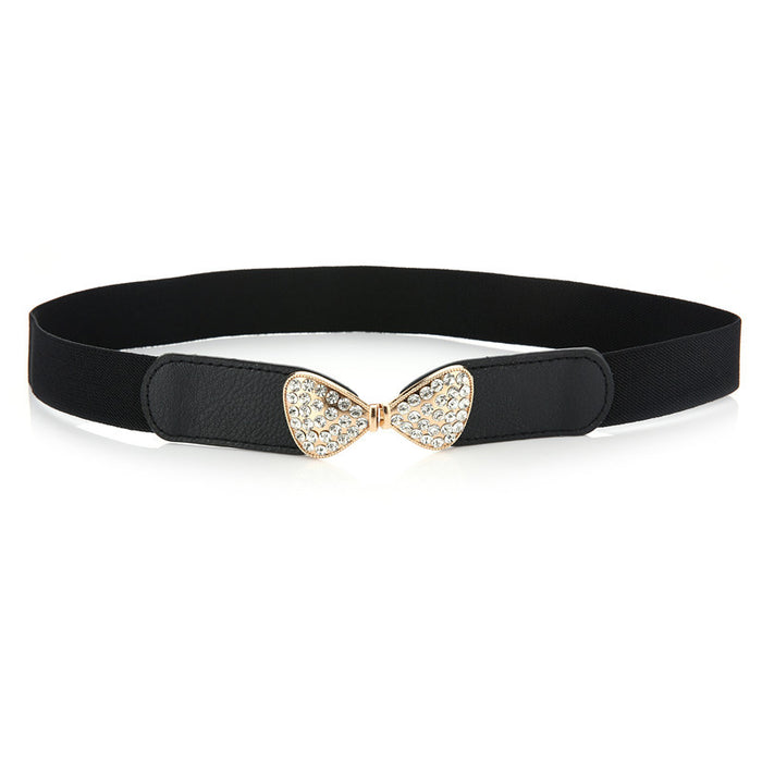 Wholesale Elastic Waistband Rhinestone Leather Belt JDC-WB-JianK006