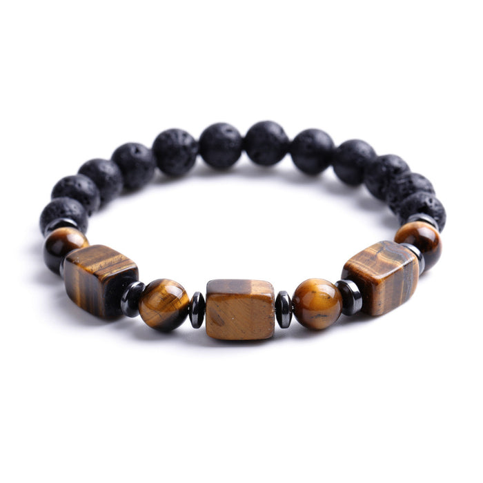 Wholesale Volcanic Stone Bracelet Square Agate Tiger Eye Beads MOQ≥2 JDC-BT-XIUHAO003