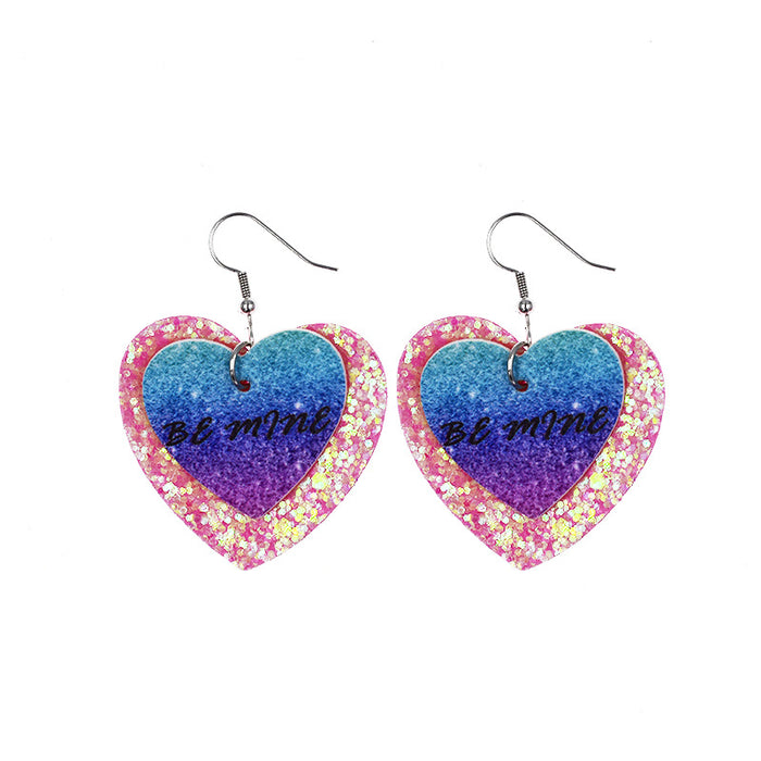 Jewelry WholesaleWholesale Valentine's Day Love Double Layer PU Leather Earrings MOQ≥2 JDC-ES-Chengy017 Earrings Chengy %variant_option1% %variant_option2% %variant_option3%  Factory Price JoyasDeChina Joyas De China