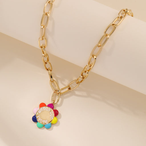 Jewelry WholesaleWholesale Flower Type Color Enamel Letter Alloy Necklace JDC-NE-YiD016 Necklaces 宜达 %variant_option1% %variant_option2% %variant_option3%  Factory Price JoyasDeChina Joyas De China