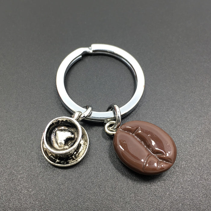 Wholesale Heart Shaped Coffee Cup Resin Coffee Bean Keychain MOQ≥2 JDC-KC-GSCT004