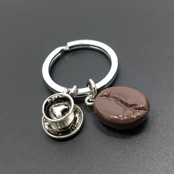 Wholesale Heart Shaped Coffee Cup Resin Coffee Bean Keychain MOQ≥2 JDC-KC-GSCT004