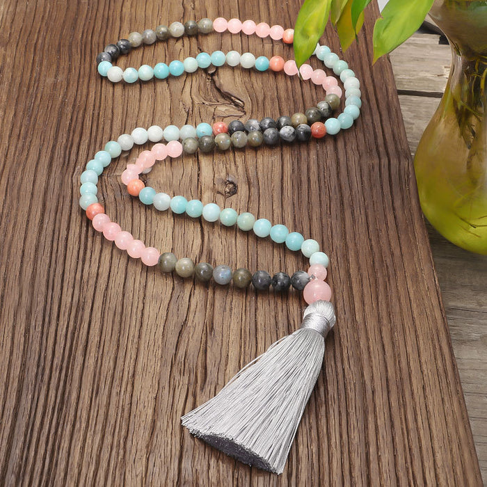 Wholesale Summer New Boho Colorful Stone Necklace Bracelet Set JDC-NE-QiuX001