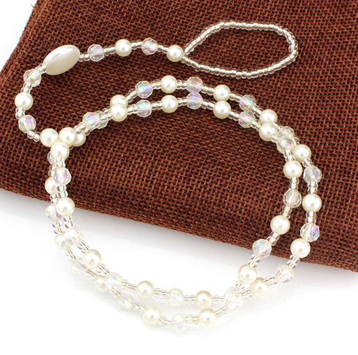 Wholesale fashion shiny imitation pearl multi -layer foot chain elasticity JDC-AS-FMQ005