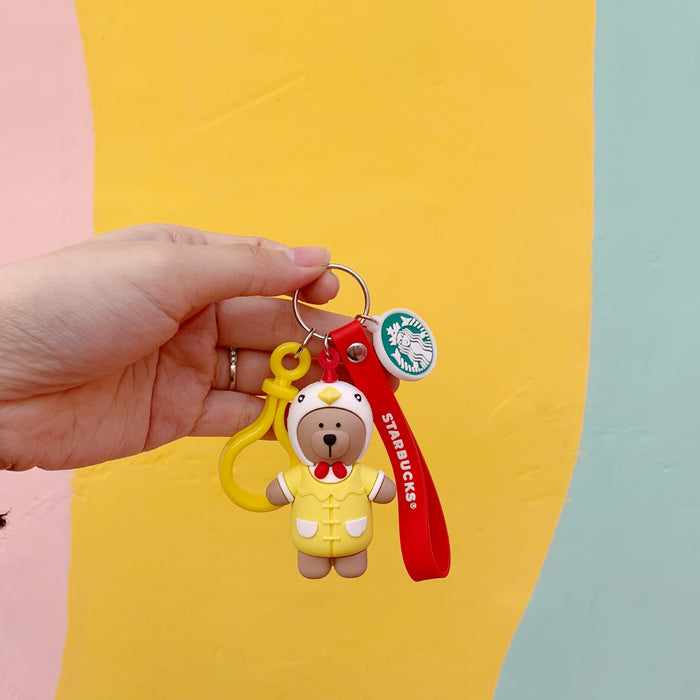 Wholesale Cartoon Coffee Bear Silicone Keychain MOQ≥2  (F) JDC-KC-ShuoK005