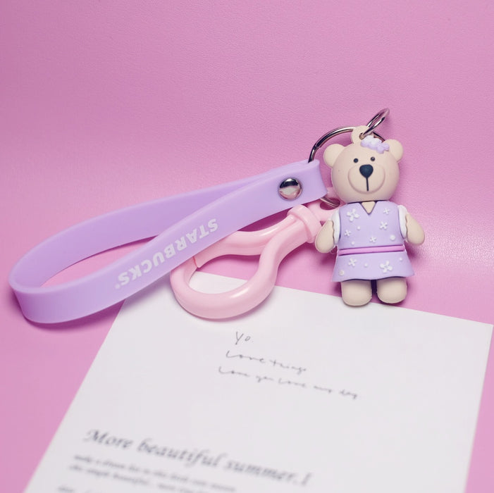 Wholesale Cartoon Coffee Bear Silicone Keychain MOQ≥2  (F) JDC-KC-ShuoK003