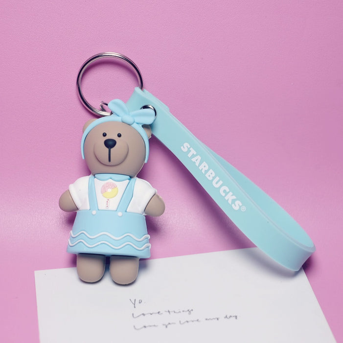 Wholesale Cartoon Coffee Bear Silicone Keychain MOQ≥2  (F) JDC-KC-ShuoK002