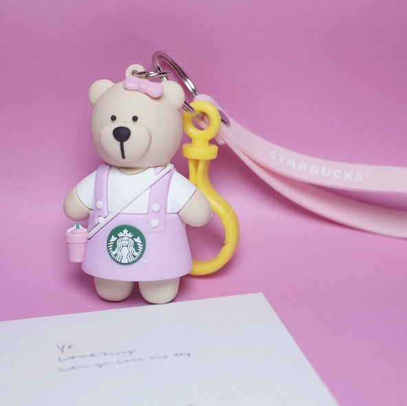 Wholesale Cartoon Coffee Bear Silicone Keychain MOQ≥2  (F) JDC-KC-ShuoK002