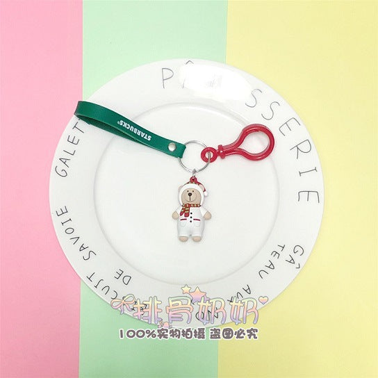 Wholesale Cartoon Coffee Bear Silicone Keychain MOQ≥2  (F) JDC-KC-ShuoK004