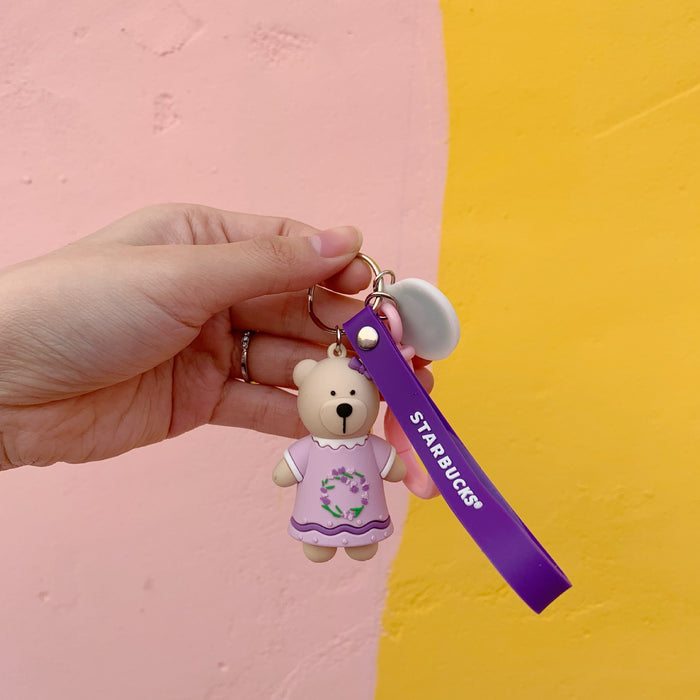 Wholesale Cartoon Coffee Bear Silicone Keychain MOQ≥2  (F) JDC-KC-ShuoK002