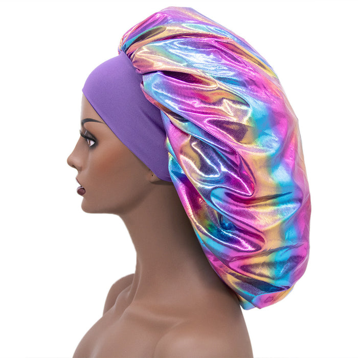 Jewelry WholesaleWholesale Laser Color Polyester Wide Brim Nightcap Shower Cap JDC-FH-DCai002 Fashionhat 顶彩 %variant_option1% %variant_option2% %variant_option3%  Factory Price JoyasDeChina Joyas De China