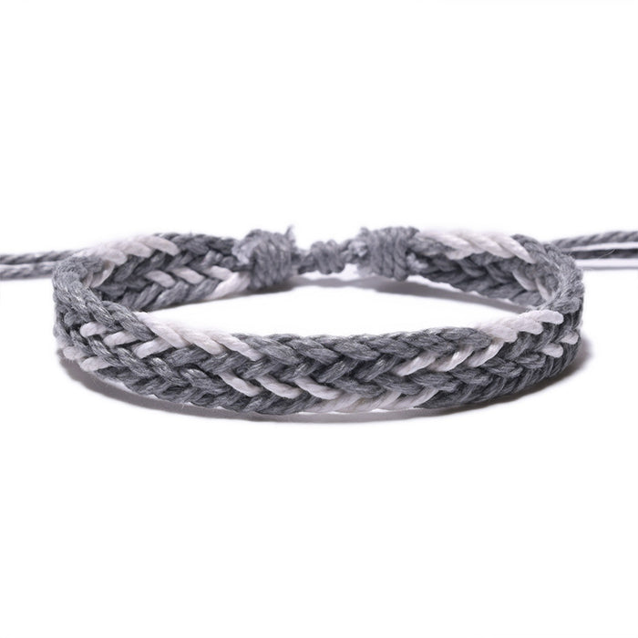 Wholesale Hand Woven Cotton Linen Chevron Bracelet MOQ≥2 JDC-BT-QianY004